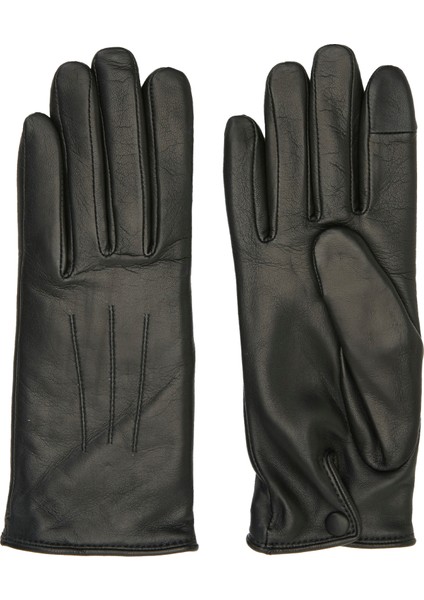 Slima Siyah Kadın Deri Eldiven