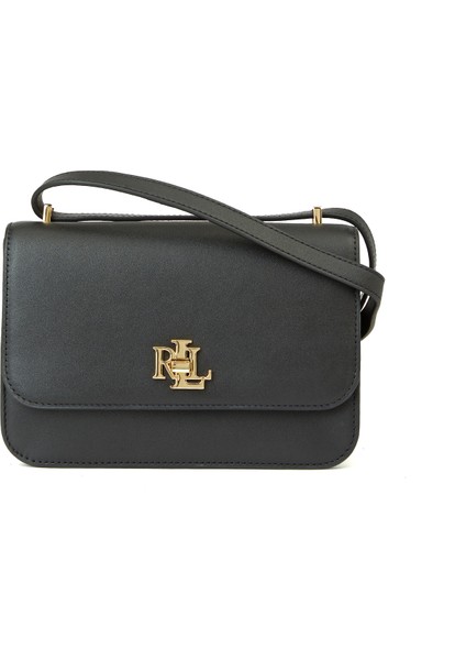 Siyah Logo Detaylı Kadın Deri Omuz Çantası