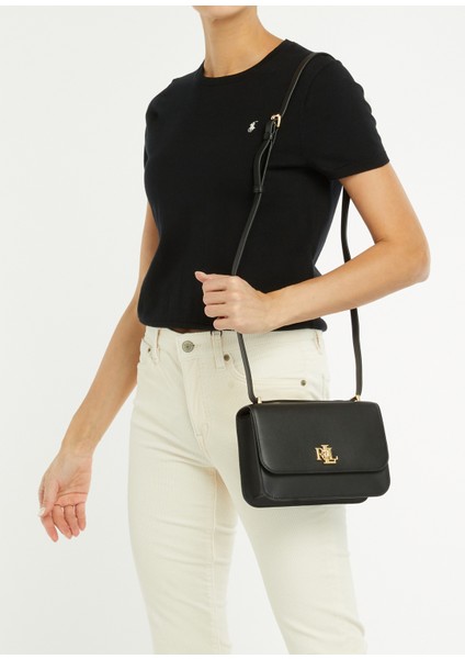 Siyah Logo Detaylı Kadın Deri Omuz Çantası fiyatları