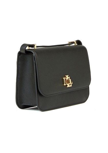 Siyah Logo Detaylı Kadın Deri Omuz Çantası modelleri