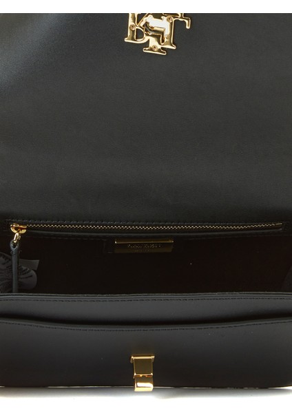 Siyah Logo Detaylı Kadın Deri Omuz Çantası indirimleri