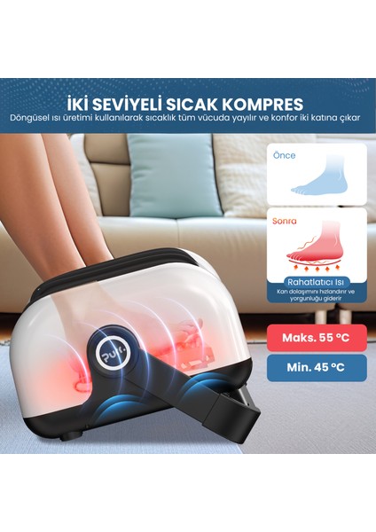 Air Eight Ayak ve Bacak Masaj Cihazı — “8 Airbag ve 8 Fonksiyonlu, Isı Terapili, Hava Basınçlı ve Titreşimli