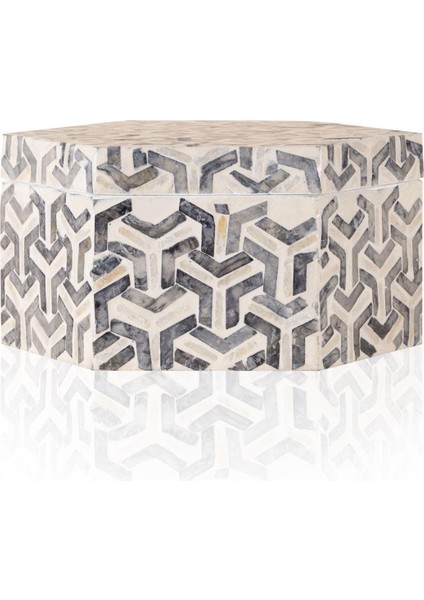 Sedef Seramik Altıgen Dekoratif Kutu 24 x 21 cm