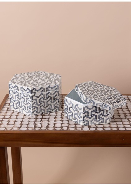 Sedef Seramik Altıgen Dekoratif Kutu 24 x 21 cm modelleri