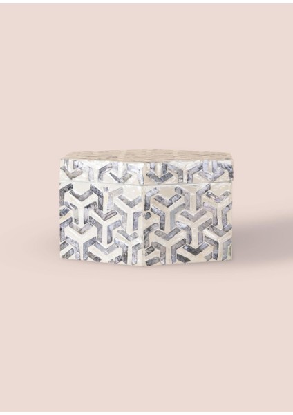 Sedef Seramik Altıgen Dekoratif Kutu 24 x 21 cm
