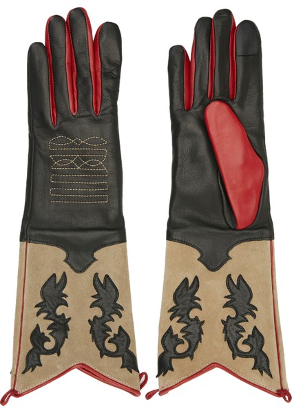 Beverly Siyah Kahverengi Kadın Deri Eldiven