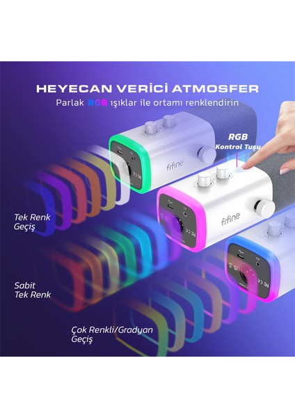 Am8 Usb/xlr Dinamik Rgb Beyaz Stüdyo Mikrofonu