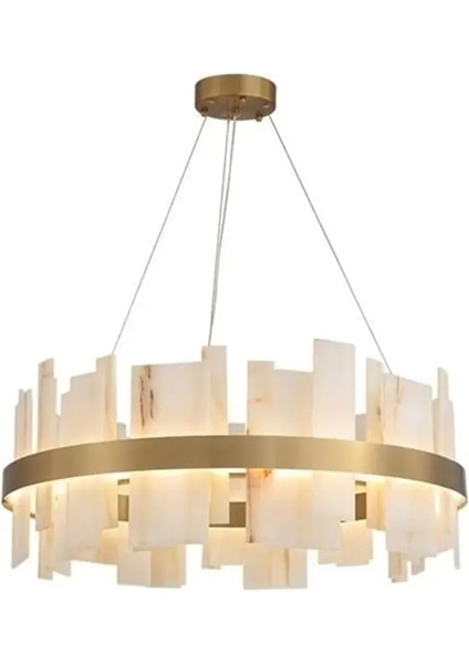 Stockholm Mermer Yuvarlak Avize - 80 cm