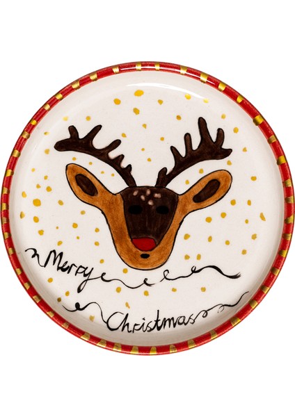 Xmas Merry Dear Handmade Seramik Mini Tabak
