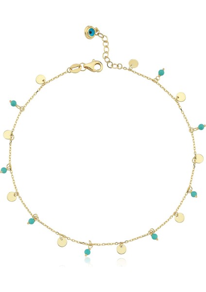 Firuze Pul 14 Ayar Altın Kadın Halhal