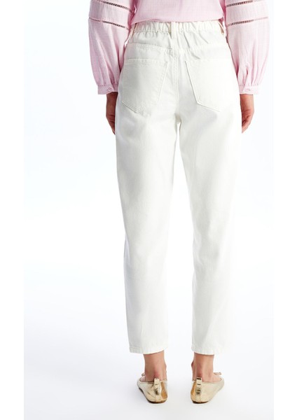 Yeni Sezon Beli Lastikli Slouchy Fit Kadın Jean Pantolon fırsatları