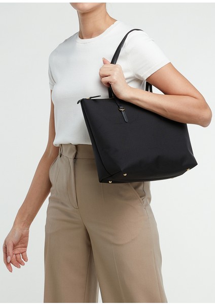 Siyah Logolu Kadın Alışveriş Çantası modelleri