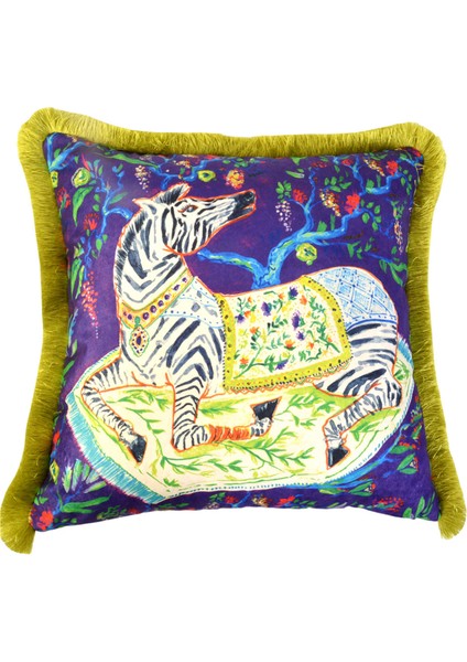 Zebra Desenli Kadife Dekoratif Kırlent Kılıfı 45 x 45 cm