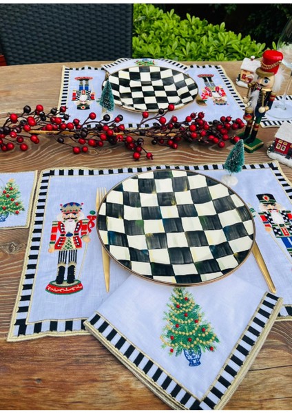 Nutcracker Kurşun Asker Desenli 2'li Keten Amerikan Servis fırsatları