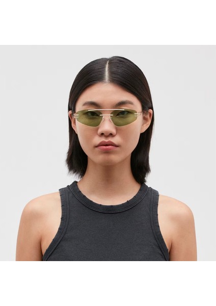 Nona 6860 7 Geometrik Altın Sarısı Unisex Güneş Gözlüğü modelleri