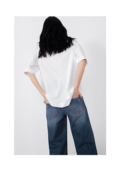 Düğmeli Yaka Detaylı Beyaz Gömlek fiyatları