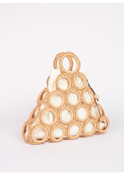 Teres Bej Kadın Hasır El Çantası modelleri