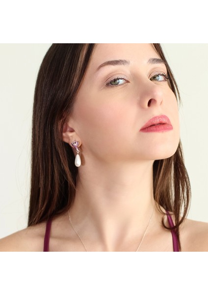 Incili Mor Çiğdem 925 Ayar Gümüş Kadın Küpe fiyatları