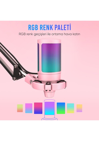 Ampligame A6TP Rgb USB Pembe Mikrofon Seti fiyatları