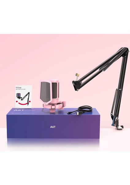 Ampligame A6TP Rgb USB Pembe Mikrofon Seti