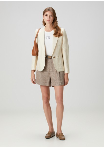 Vizon Ekoseli Keten Şort