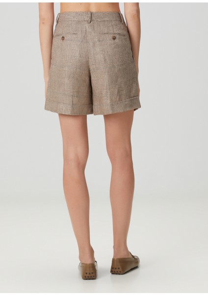 Vizon Ekoseli Keten Şort fırsatları