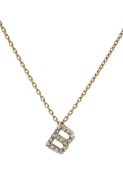 Initials Yuvarlak Pırlantalı Kadın Altın Kolye