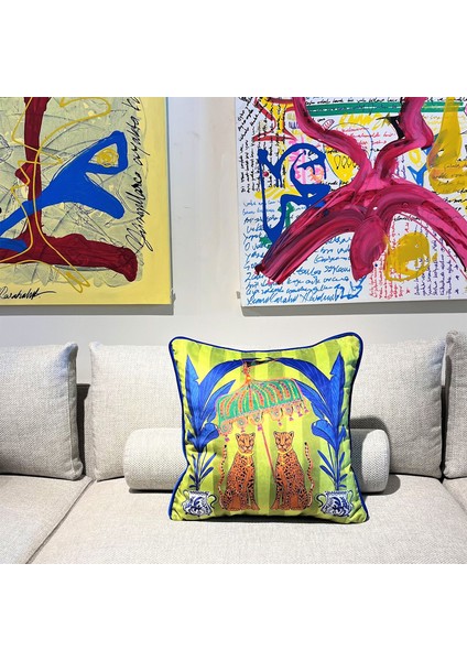 Leopar Desenli Yeşil Dekoratif Kırlent Kılıfı 50X50 cm fırsatları