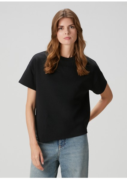Anagram Siyah Asimetrik T-Shirt