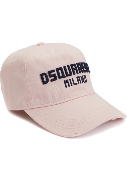 Pembe Logo Nakışlı Kadın Şapka