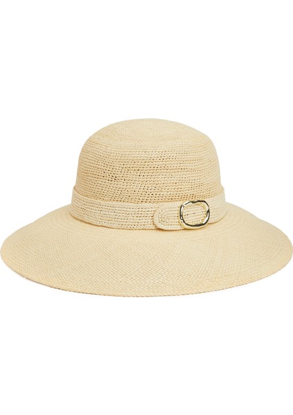 Corto Kırık Beyaz Kadın Palmiye Lifi Şapka