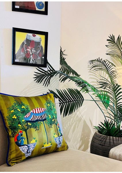 Maymun Desenli Dekoratif Kırlent Kılıfı 50X50 cm indirimleri