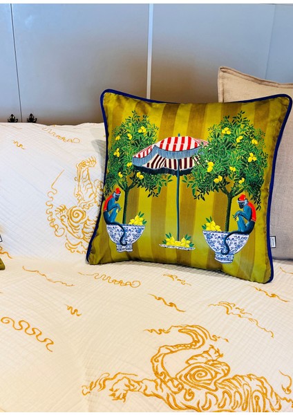 Maymun Desenli Dekoratif Kırlent Kılıfı 50X50 cm