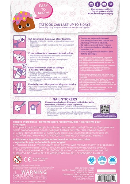 Sweet Shop Tattoo Palooza Geçiçi Dövme ve Tırnak Sticker Seti modelleri