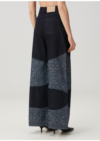 Koyu Mavi Wide Leg Jean Pantolon fırsatları