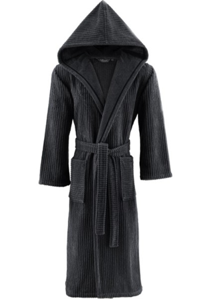 Stripe Man Antrasit Pamuklu Erkek Bornoz