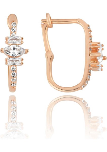 Trio Rose 14 Ayar Altın Kadın Küpe