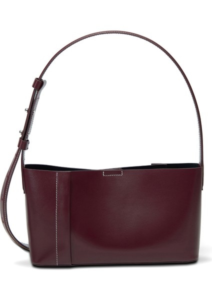 The Small Tote Plissé Bordo Deri Kadın Omuz Çantası