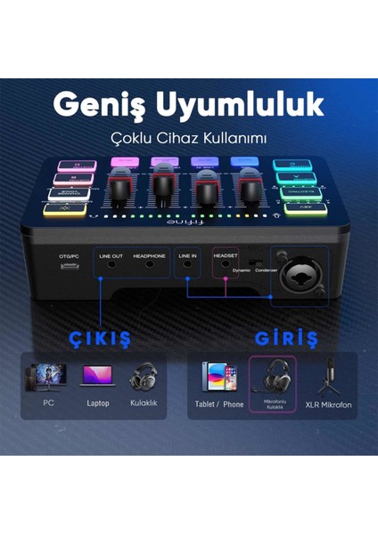 Sc3 USB Stüdyo Kayıt Ses Kartı Efektli Canlı Yayın Mikseri indirimleri