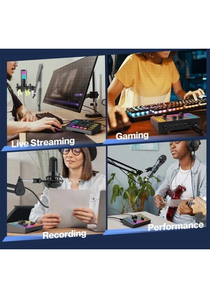 Sc3 USB Stüdyo Kayıt Ses Kartı Efektli Canlı Yayın Mikseri