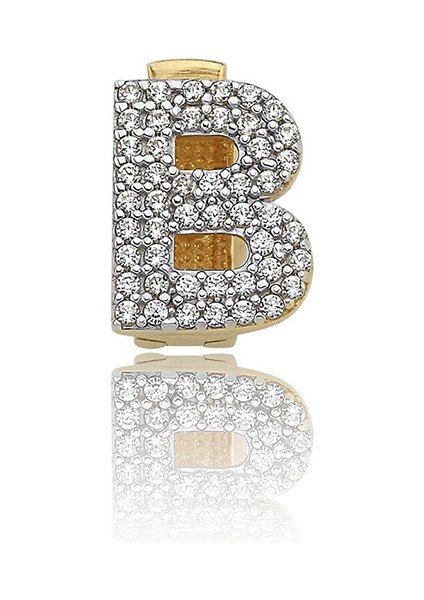 B Harfi 14 Ayar Altın Kadın Kolye ve Bileklik Charm