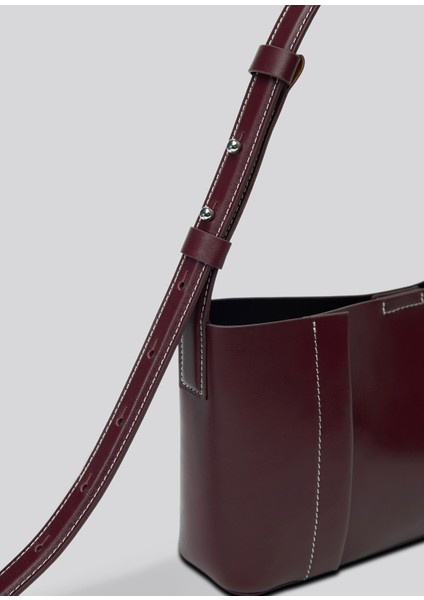 The Small Tote Plissé Bordo Deri Kadın Omuz Çantası fırsatları