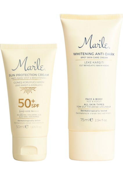 Spf Pa 50++++ Leke Karşıtı Beyazlatıcı Krem ve Güneş Kremi 2'li Set