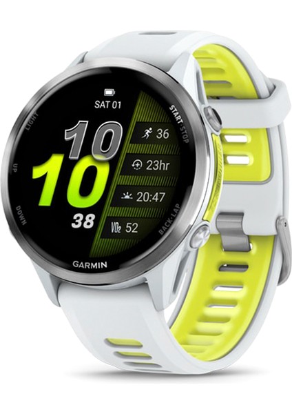 Forerunner 970 Titanyum Beyaz Sarı Silikon Kayışlı Akıllı Saat