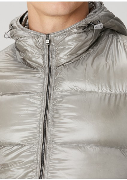 Gri Kapüşonlu Puff Mont indirimleri