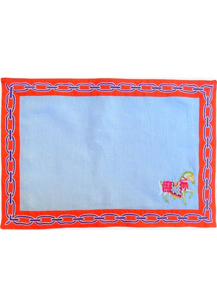 Beyaz At Desenli Dekoratif Amerikan Servis