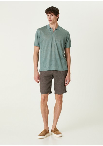 Açık Yeşil Polo Yaka Keten T-Shirt fiyatları