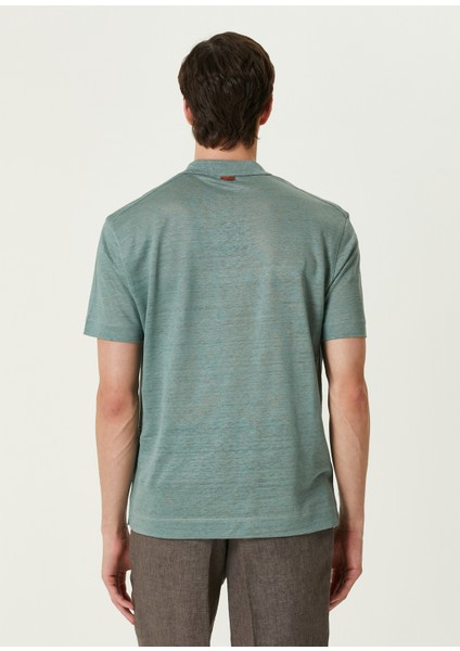 Açık Yeşil Polo Yaka Keten T-Shirt fırsatları