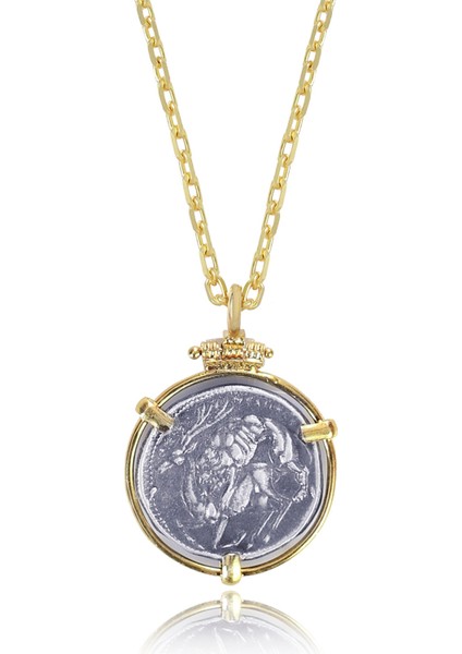 Luciana Antik Para 925 Ayar Gümüş Üzeri 22 Ayar Altın Kaplama Unisex Kolye fiyatları