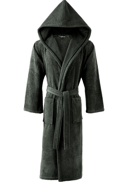 Strıpe Man Haki Pamuklu Erkek Bornoz